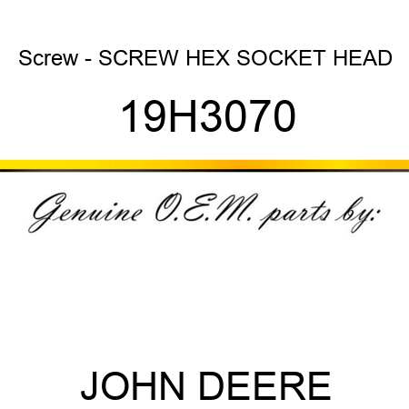 Screw - SCREW, HEX SOCKET HEAD 19H3070