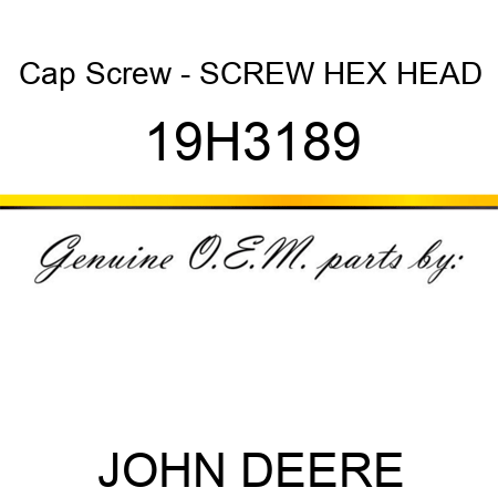 Cap Screw - SCREW, HEX HEAD 19H3189