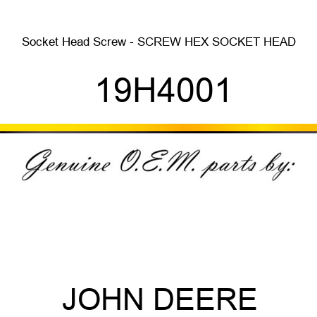 Socket Head Screw - SCREW, HEX SOCKET HEAD 19H4001