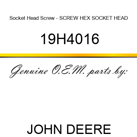 Socket Head Screw - SCREW, HEX SOCKET HEAD 19H4016