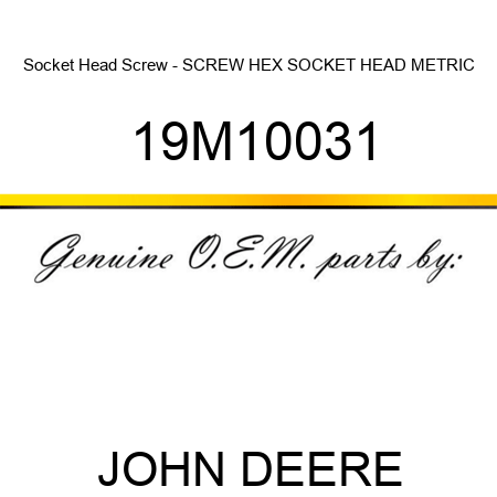 Socket Head Screw - SCREW, HEX SOCKET HEAD, METRIC 19M10031