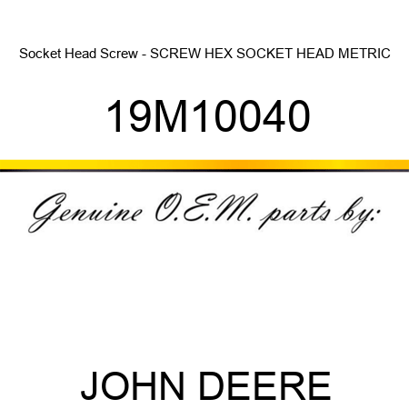 Socket Head Screw - SCREW, HEX SOCKET HEAD, METRIC 19M10040