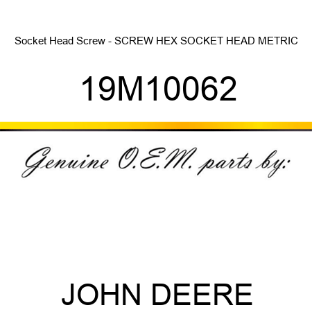 Socket Head Screw - SCREW, HEX SOCKET HEAD, METRIC 19M10062