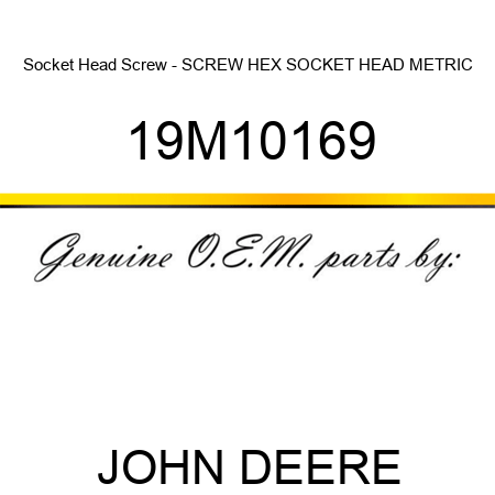 Socket Head Screw - SCREW, HEX SOCKET HEAD, METRIC 19M10169