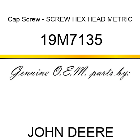 Cap Screw - SCREW, HEX HEAD, METRIC 19M7135
