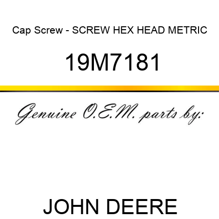 Cap Screw - SCREW, HEX HEAD, METRIC 19M7181