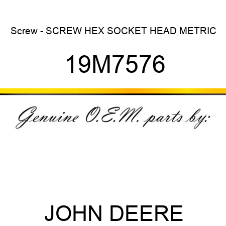 Screw - SCREW, HEX SOCKET HEAD, METRIC 19M7576