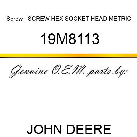 Screw - SCREW, HEX SOCKET HEAD, METRIC 19M8113