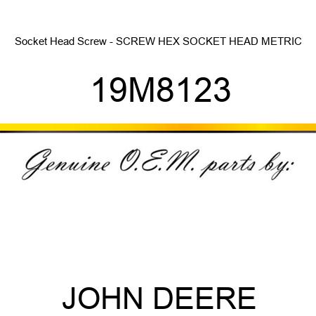Socket Head Screw - SCREW, HEX SOCKET HEAD, METRIC 19M8123