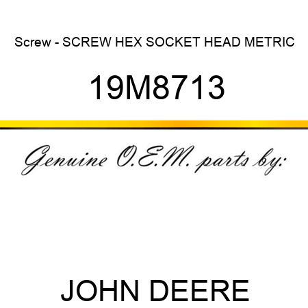 Screw - SCREW, HEX SOCKET HEAD, METRIC 19M8713