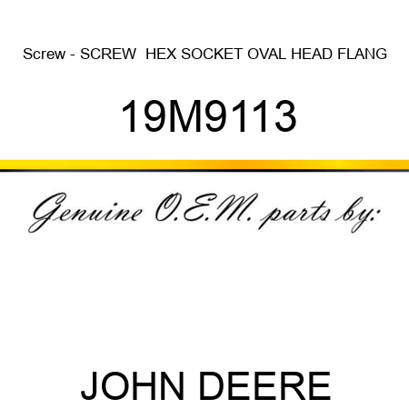 Screw - SCREW , HEX SOCKET, OVAL HEAD FLANG 19M9113
