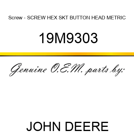 Screw - SCREW, HEX SKT BUTTON HEAD, METRIC 19M9303