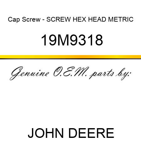 Cap Screw - SCREW, HEX HEAD, METRIC 19M9318