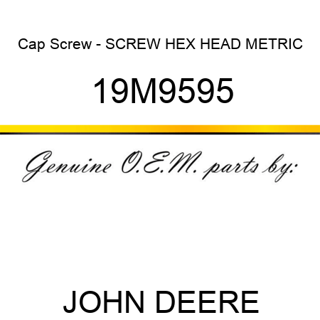 Cap Screw - SCREW, HEX HEAD, METRIC 19M9595