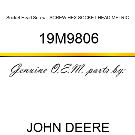 Socket Head Screw - SCREW, HEX SOCKET HEAD, METRIC 19M9806