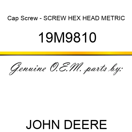Cap Screw - SCREW, HEX HEAD, METRIC 19M9810