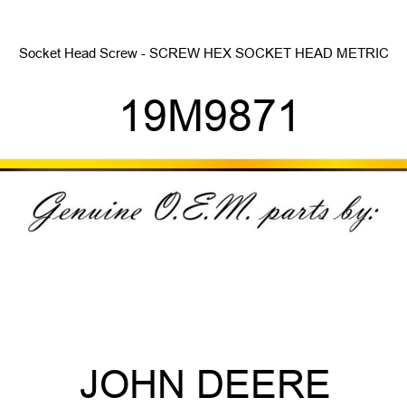 Socket Head Screw - SCREW, HEX SOCKET HEAD, METRIC 19M9871