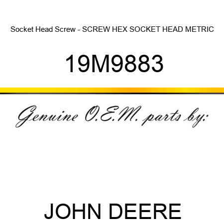 Socket Head Screw - SCREW, HEX SOCKET HEAD, METRIC 19M9883