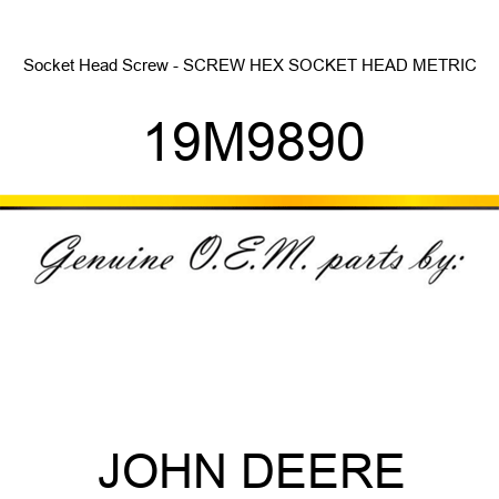 Socket Head Screw - SCREW, HEX SOCKET HEAD, METRIC 19M9890