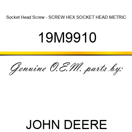 Socket Head Screw - SCREW, HEX SOCKET HEAD, METRIC 19M9910