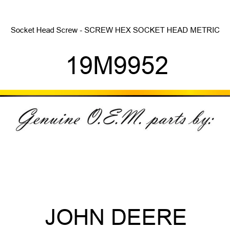 Socket Head Screw - SCREW, HEX SOCKET HEAD, METRIC 19M9952