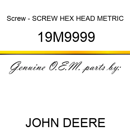 Screw - SCREW, HEX HEAD, METRIC 19M9999
