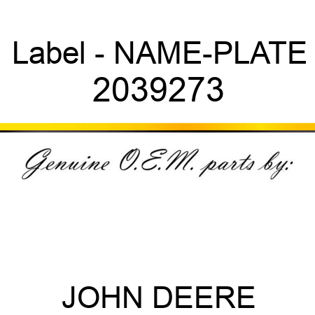 Label - NAME-PLATE 2039273
