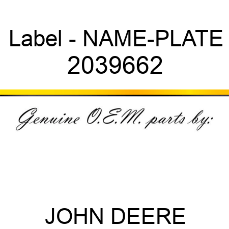 Label - NAME-PLATE 2039662