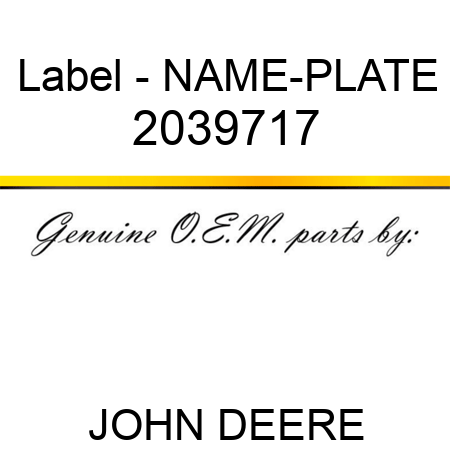Label - NAME-PLATE 2039717
