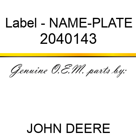 Label - NAME-PLATE 2040143