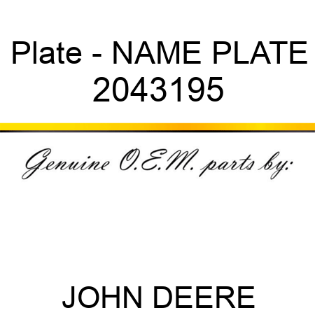 Plate - NAME PLATE 2043195