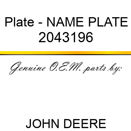 Plate - NAME PLATE 2043196