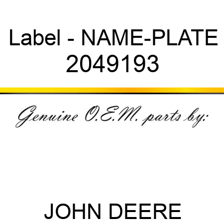 Label - NAME-PLATE 2049193