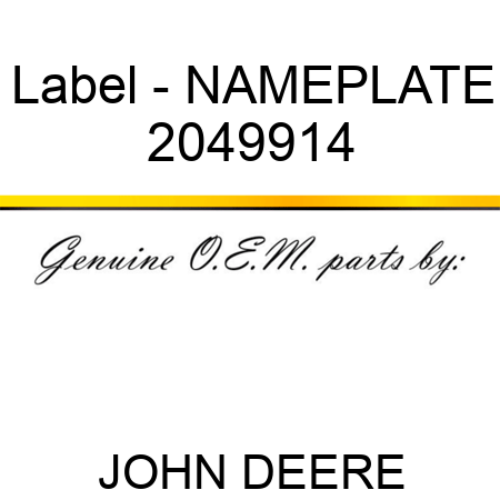 Label - NAMEPLATE 2049914
