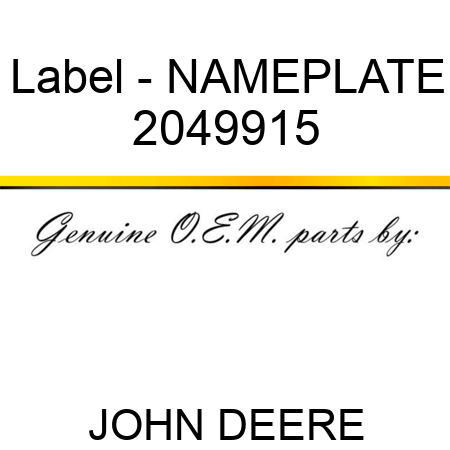 Label - NAMEPLATE 2049915