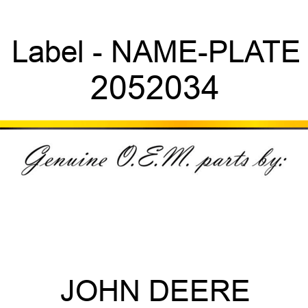 Label - NAME-PLATE 2052034