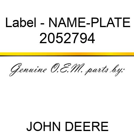 Label - NAME-PLATE 2052794