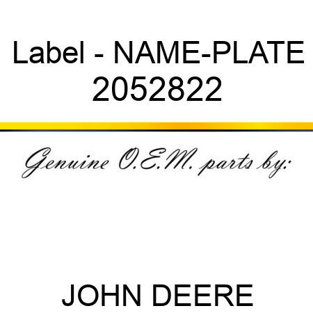Label - NAME-PLATE 2052822