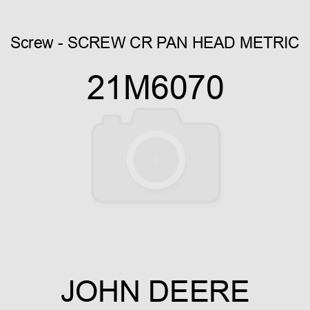 Screw - SCREW, CR PAN HEAD, METRIC 21M6070