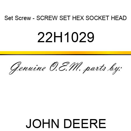 Set Screw - SCREW, SET, HEX SOCKET HEAD 22H1029