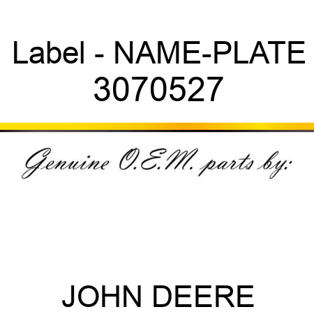 Label - NAME-PLATE 3070527