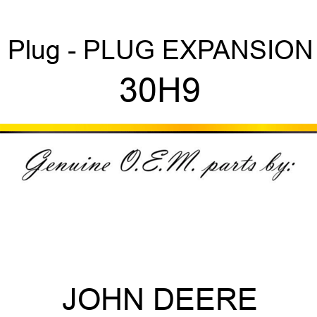 Plug - PLUG, EXPANSION 30H9