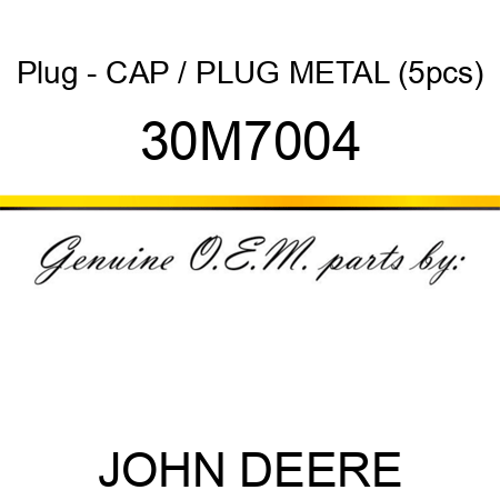Plug - CAP / PLUG, METAL (5pcs) 30M7004