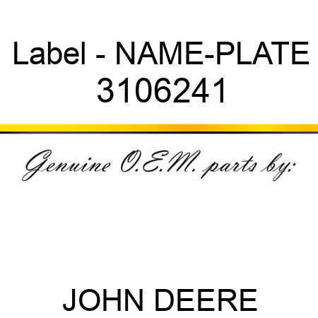 Label - NAME-PLATE 3106241