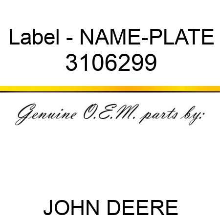 Label - NAME-PLATE 3106299