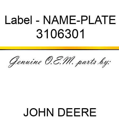 Label - NAME-PLATE 3106301