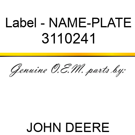 Label - NAME-PLATE 3110241