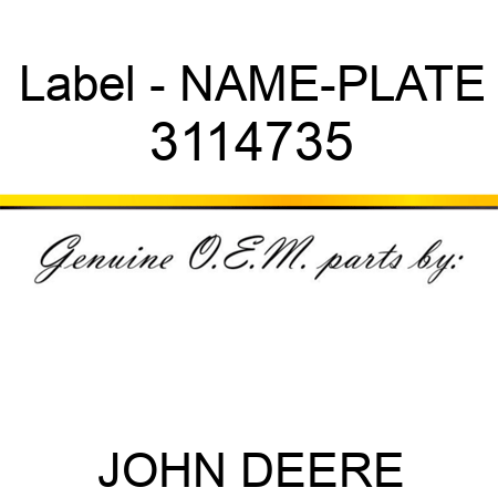 Label - NAME-PLATE 3114735