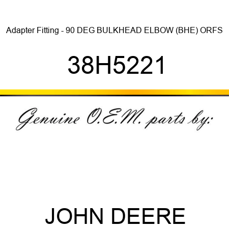 Adapter Fitting - 90 DEG BULKHEAD ELBOW (BHE), ORFS 38H5221