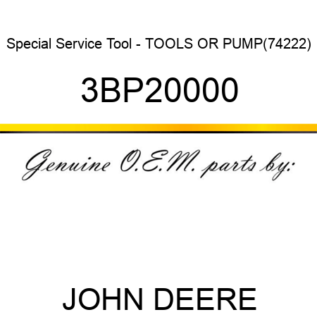 Special Service Tool - TOOLS OR PUMP(74222) 3BP20000